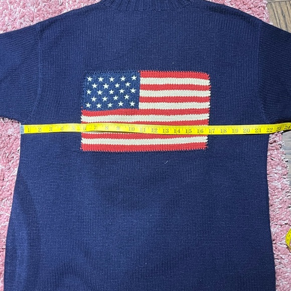 Rare Iconic Vintage POLO Ralph Lauren NAVY 100% Cashmere Flag Sweater Size Large - Picture 4 of 6